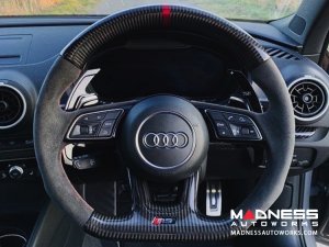 Audi RS4 Steering Wheel Lower Part - Carbon Fiber w/ Red Stripe